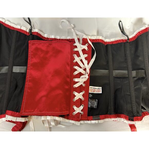 Women Sexy Lace Up Red Boned Overbust Corset Bustier Lingerie Bodyshaper Tops - Picture 6 of 8